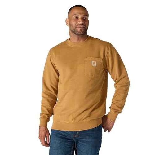 Carhartt Men's Relaxed Fit Midweight Garment Dye French Terry Crewneck Pocket Sweatshirt