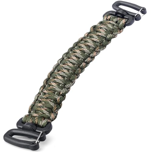 Camogreen Paracord Handle for MOLLE Water Bottle Holder Pouch Backpack - 9.4 Inch Plastic Clip