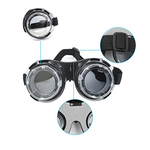 Luwint Colorful Flashing Glasses LED Steampunk Goggles - Light Up Glasses for Halloween Christmas Birthday Party Rave Cosplay Costume Show (Black)