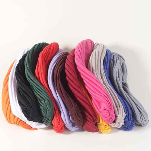 Women Men Turban Hat, Vintage Polyester Pleated Head Wrap Headband Cross Twist Arab Hair Wrap Chemo Turban Headwear