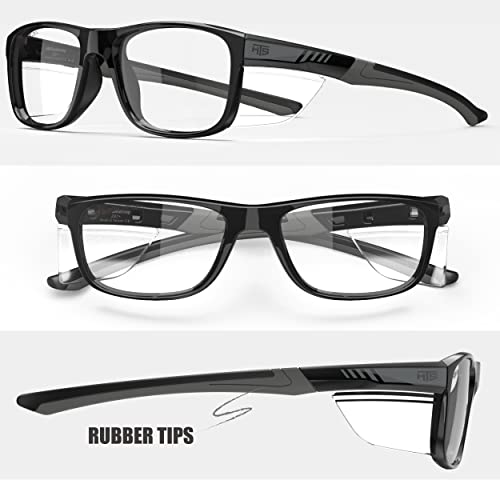 Small Safety Glasses with Side Shield - Anti-Fog, Scratch Resistant, ANSI Z87, Pickleball Glasses - Gloss Black