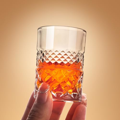 Crystal Heavy Base 2oz Square Shot Glasses Set for Liquor & Spirits - 6 Pack