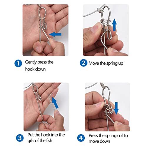 5m Stainless Steel Fish Stringer Kit with Float & 10 Snaps for Live Fish