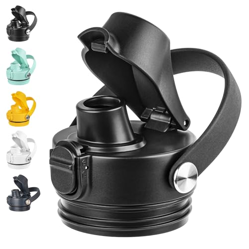 Black Auto Spout Lid for YETI Rambler Bottles - Replacement Water Bottle Cap