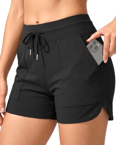 Women’s Swim Board Shorts 3 Inch Ultra Stretch Quick Dry Beach & Poolwear - Medium Black