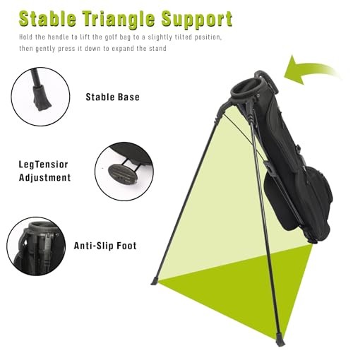 Lightweight Golf Stand Bag with Cooler Pockets & Padded Strap
