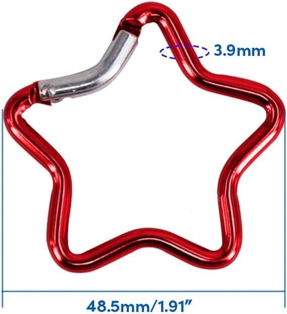 3Pcs Silver Carabiner Clip Star Shaped Climbing Buckle Aluminum Alloy Heavy Duty Keyring Hook for Camping Fishing Hiking Traveling Spring Loaded Accessory and Keychain Carabiners Accessories