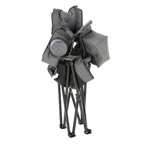 ARROWHEAD OUTDOOR Portable Deluxe Folding Camp Quad Chair w/Headrest, Glass & Cup Holders, Armest 6-can Cooler, Heavy Duty Carry Bag, 550 lbs Weight Capacity