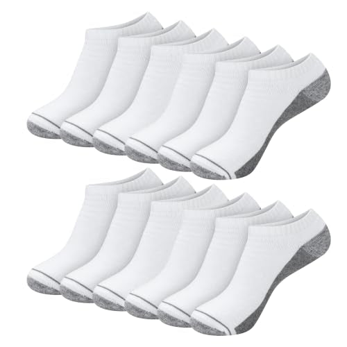 Hanes Men’s Max Cushion Low Cut Socks 12 Pair Pack - White & Black