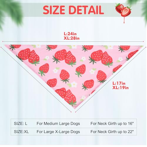 Dog Cooling Bandana - 4 Pack Hawaiian Tropics Large Strawberry Style