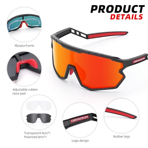 Sports Sunglasses Cycling Glasses Pink Polarized Glasses Baseball glasses with 3 lenses,Fishing,Ski Running Golf