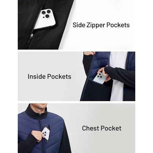 baleaf Men's Cycling Jacket Puffer Lightweight Coat Windproof Warm Winter 5 Pockets Packable Running Hiking