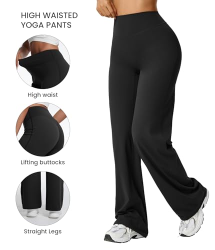 Women’s Wide Leg Yoga Pants Small Black High Waist Athletic Trousers