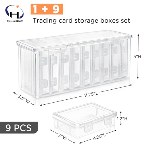 Trading Card Storage Box Set - 10 Plastic Card Holders for Sports & Collectible Cards