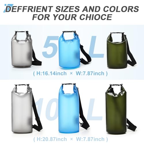 Waterproof Dry Bag for Kayaking 5L/10L with Blue Variation - Roll Top Waterproof Storage for Swimming Camping Boating