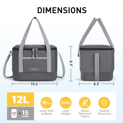 TOURIT 12L Carry Out Soft Cooler Insulated Travel Bag Lunch Cooler for Outdoor, Camping, Picnic, Travel