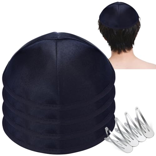 Bulk Satin Kippah for Men - Navy Blue Rosh Hashanah Jewish Head Covering