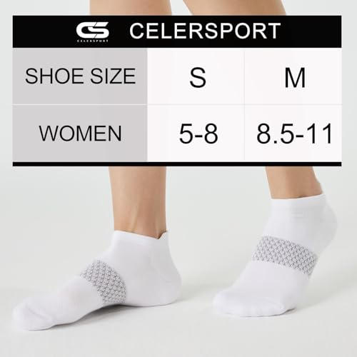 Women's Ankle Running Socks Cushioned Athletic Sport Socks - White, Small