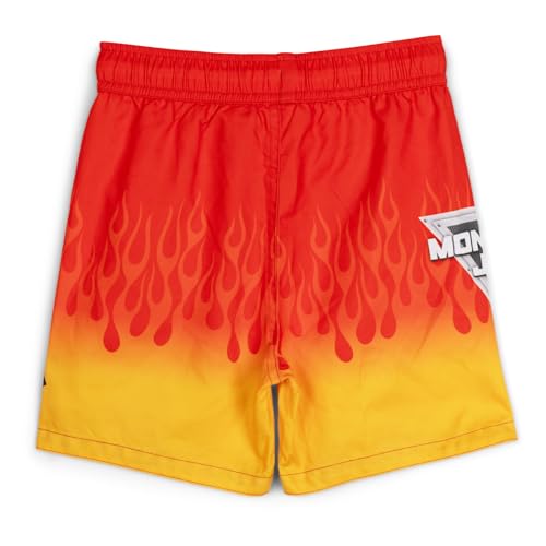 Monster Jam Boys' Swim Trunks with Mesh Lining - Red & Orange, Toddler to Big Kid