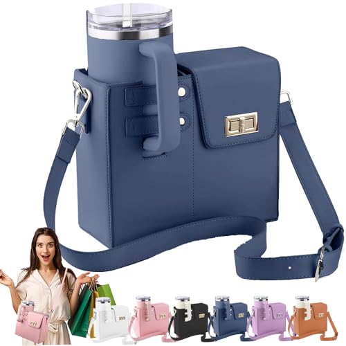 2025 New Stanley Purse Cup Holder Bag Crossbody Water Cup Storage Bag Portable Cups Purses Stanley Cup Purse Holder 40 Oz (Blue)