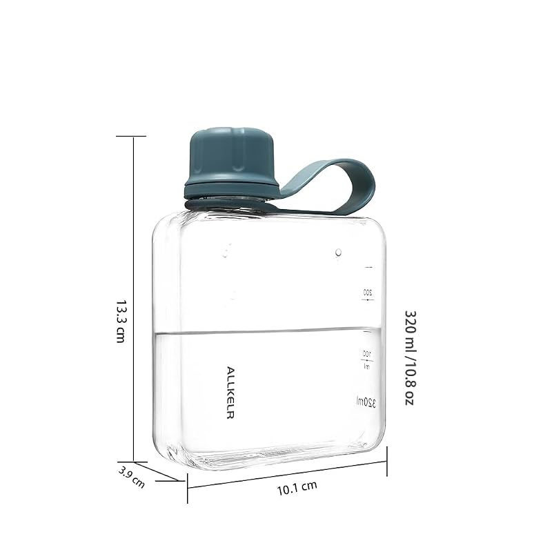 320ml Portable Flat Water Bottle - White, Minimalist Square Design, BPA-Free Tritan