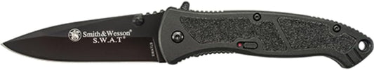 Smith & Wesson Large S.W.A.T. SWATLB 8.5in S.S. Assisted Opening Knife with 3.7in Drop Point Blade and Aluminum Handle for Tactical, Survival and EDC