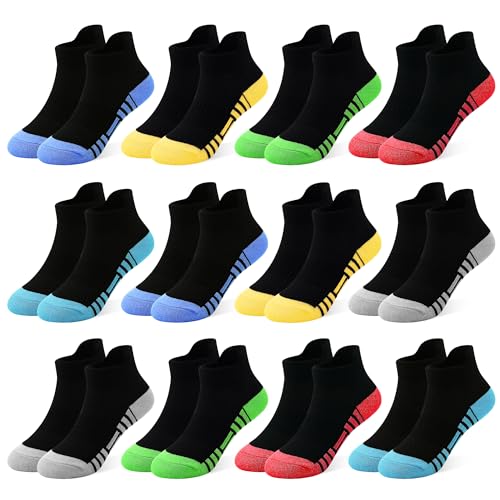 Kids Athletic Ankle Socks for Boys 1-14 Years - 3-5T / Black