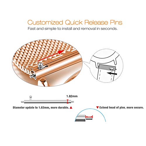Abanen Rose Gold Stainless Steel Mesh Watch Band for Garmin Venu 2S & Venu 3S