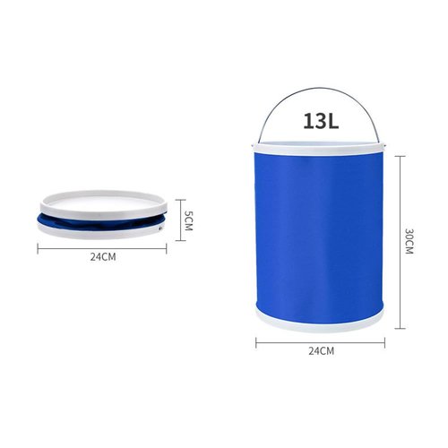 Collapsible Bucket with Storage Case,13L Durable Pop Up Water Bucket for Car Washing, Camping Fishing, Boating or Other Outdoor Activities, Foldable Bucket (Blue)