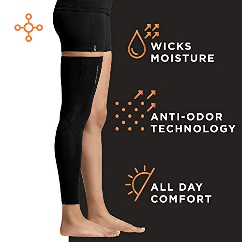 Unisex Compression Leg Sleeve with Copper Infusion - Medium, Black