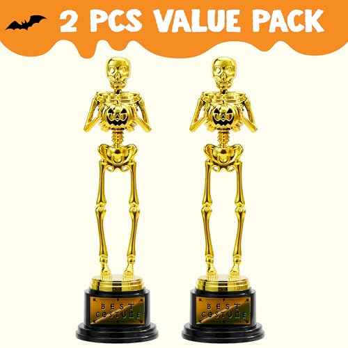 JOYIN Halloween Trophy Best Costume Skeleton 10.6x3.2, 2/6PCS Awards for Medals Party Favor Prizes, Golden Costume Contest Trophy, School Classroom Rewards,Trick or Treat