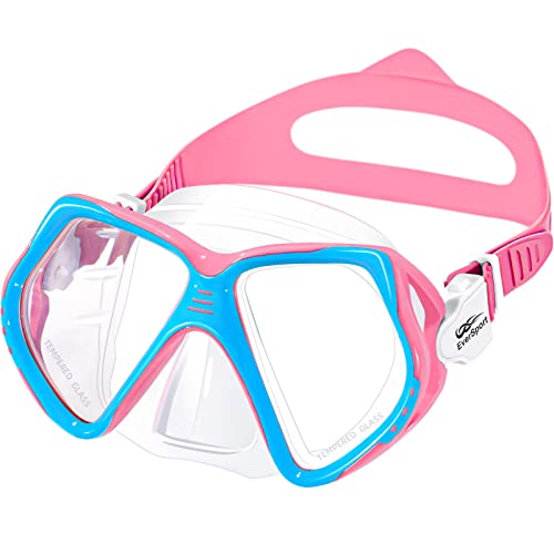 Kids Swim Goggles with Soft Nose Cover, Anti-Fog Clear Youth Diving Mask Pink Blue