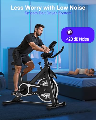 Exercise Bike,Adjustable Resistance Indoor Cycling Bike for Home Exercise - Stationary Bike with Smartphone Holder, LCD Display & Heart Rate Monitor