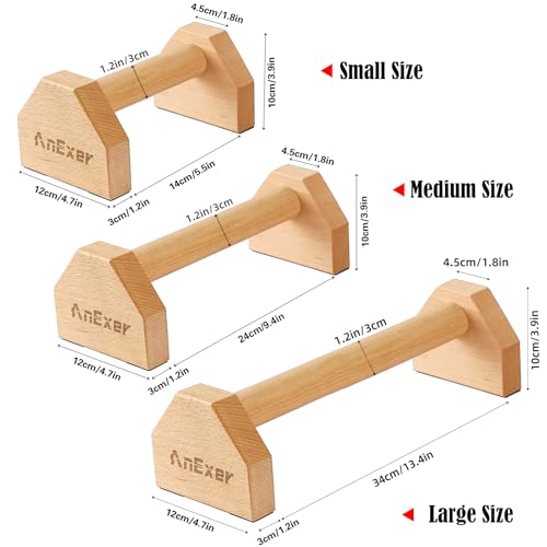 Beech Wood Parallettes Bars 30cm - Non-Slip Push Up Handles for Fitness