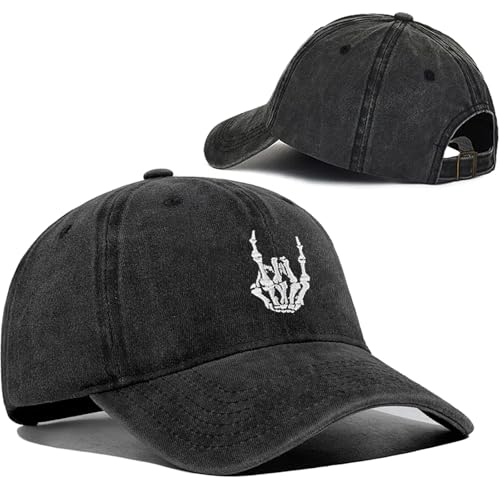 Skeleton Hand Hat for Men Women, Embroidered Skeleton Hands Baseball Cap Halloween Dad Hat