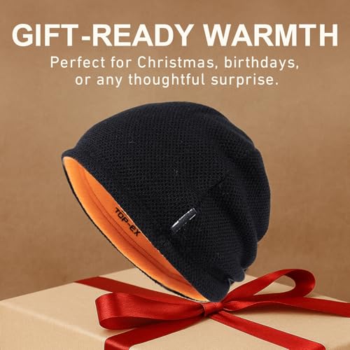 TOP-EX PolarWool¢â Wool Beanie Hat for Men Women Fleece Lined Skull Cap Winter Knit Hat Watch Caps Reversible & Windproof