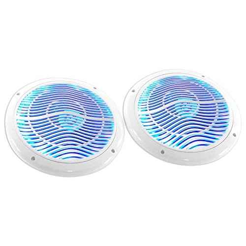 Rockville RMC80LW 8" Marine Speakers, 800W 2-Way, White, Multi-Color LED Lighting with Remote, Waterproof and UV Resistant for Boats and Outdoor