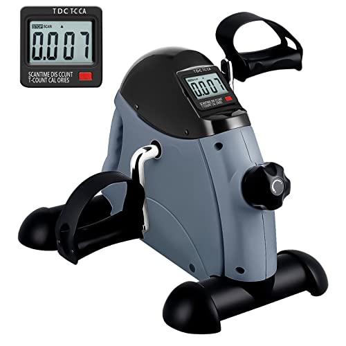 Gray Mini Exercise Bike for Under Desk Pedal Exerciser with LCD Screen