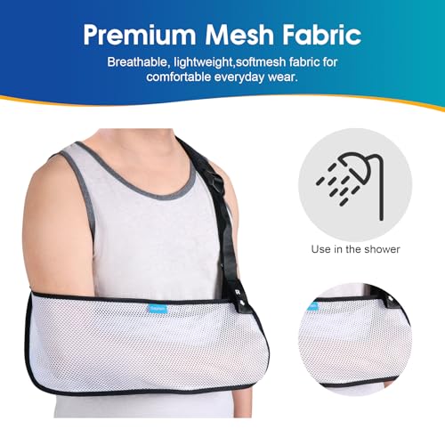 Breathable Mesh Arm Sling for Shoulder Injury - White Medium - Supports & Stabilizes Elbow, Wrist, and Shoulder