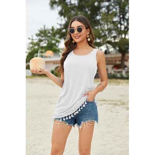 AI'MAGE Bathing Suit Cover Up for Women 2025 Tassel Swimsuit Coverup Sleeveless Swimwear Tank Knee Length Bech Dress S-2XL