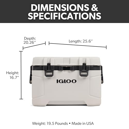 Igloo Trailmate 52Qt Wheeled Cooler, Insulated Hard Shell Ice Chest, Bone
