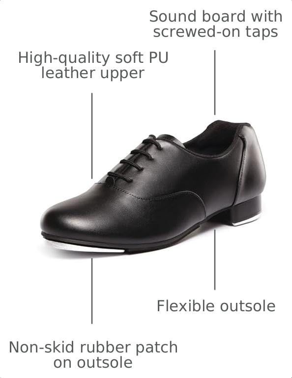 Unisex Leather Tap Shoes for Dance - Black, 9 Women / 8 Men - Linodes