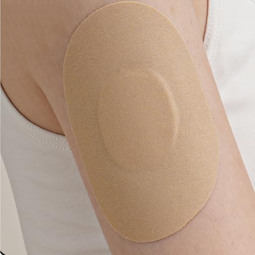 25 Pack Adhesive Patches for Guardian 3/4 and Freestyle Libre 1/2/3 - Enlite - Insulin Pumps Sensor, Waterproof CGM Sensor Patches, no Glue on The Center, Continuous Glucose Monitor Sensor Cover(Tan)