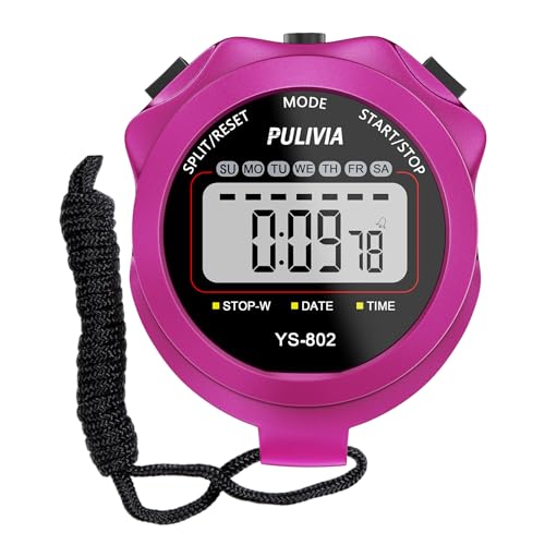Purple Sports Stopwatch Timer for Running Swimming & Coaches - Digital Split & Lap