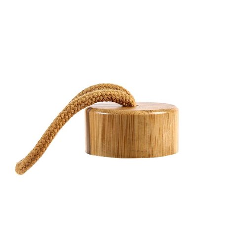 SipZest Bamboo Lid for 32 Oz Wide Mouth Motivational Glass Water Bottles - Replacement Bamboo Cap with Carrying Strap