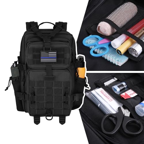 Hannibal Tactical 30L MOLLE Assault Pack Military Backpack Black - 3-Day Rucksack