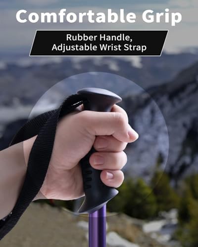 AISUNOUTDOOR Trekking Walking Hiking Poles or Sticks Aluminum Lightweight Collapsible for Men Women for Climbing 2 Pack Adjustable Gear with One Free Disposable Raincoat