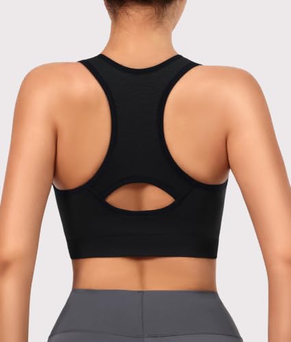 Double Couple X-Large Sports Bras for Women High Impact Racerback Support Black Blue