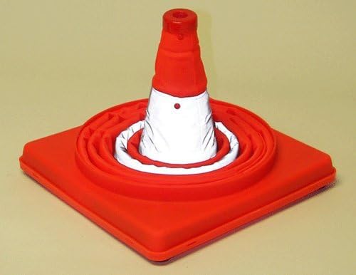 Eurow Reflective Collapsible Safety Cone, LED Light with 3 Modes, High-Visibility Orange, Reflective Stripes, Compact Folding Design for Roadside Emergencies, Traffic Control, and Work Zones, 28-Inch