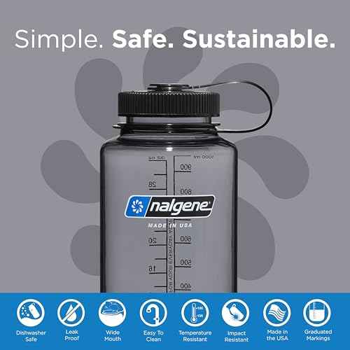 Nalgene Sustain Tritan BPA-Free Water Bottle Made with Material Derived From 50% Plastic Waste (using ISCC certified mass balance), 32 OZ, Wide Mouth